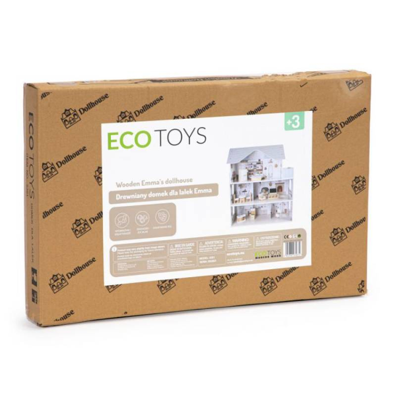 Eco toys - DRVENA KUĆICA ZA LUTKE SA NAMEŠTAJEM Emma Residence